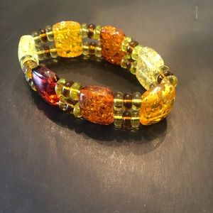 Faux Multi-Colored Amber Stretch Bracelet